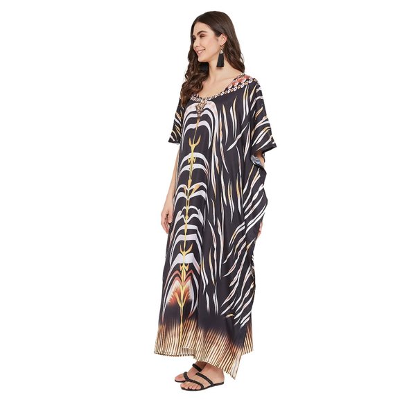 Womens Evening Party Dresses Plus Size Caftan Coverup Abstract Maxi Gown - Picture 3 of 8